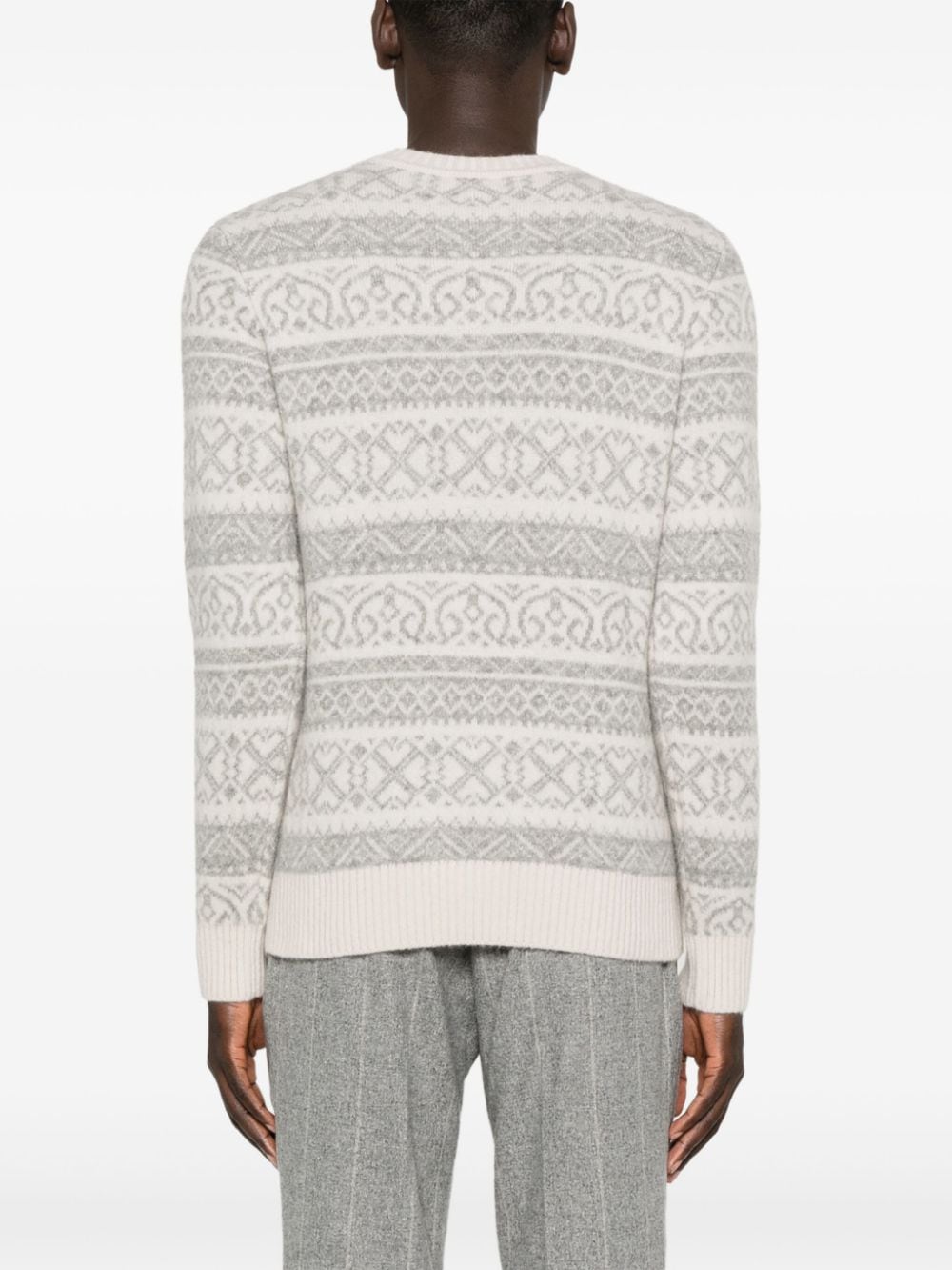 Shop Eleventy Fair Isle Intarsia Knit Sweater In Neutrals