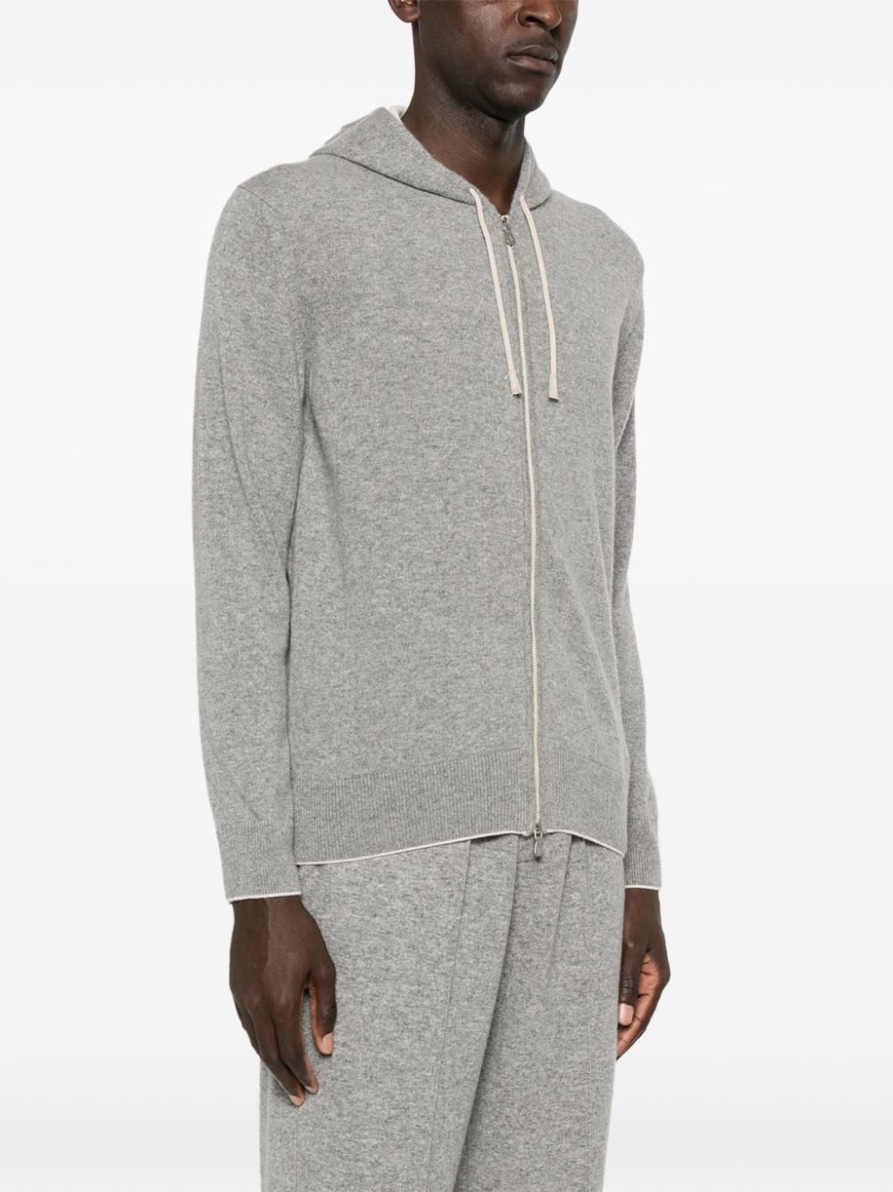 Shop Eleventy Mélange-effect Hoodie In Grau