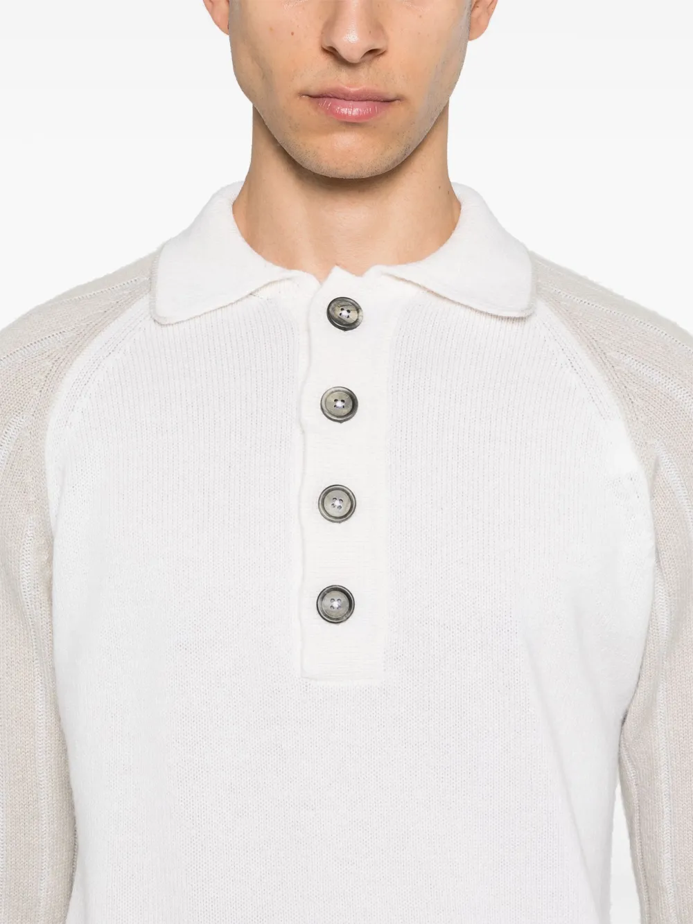Shop Eleventy Polo-collar Sweater In White