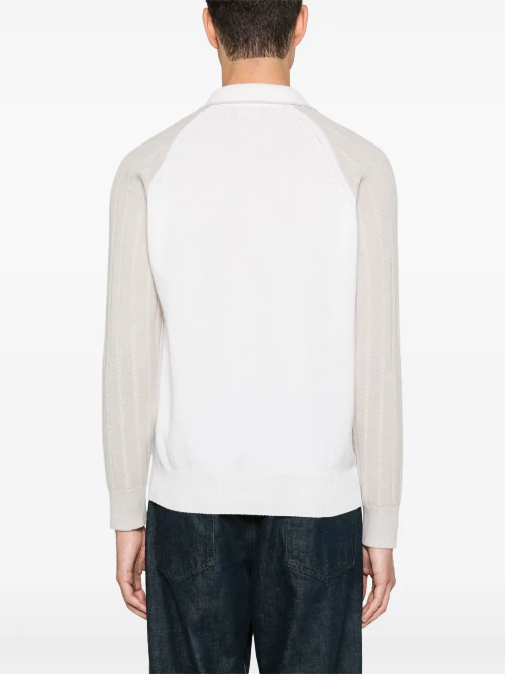 Shop Eleventy Polo-collar Sweater In White