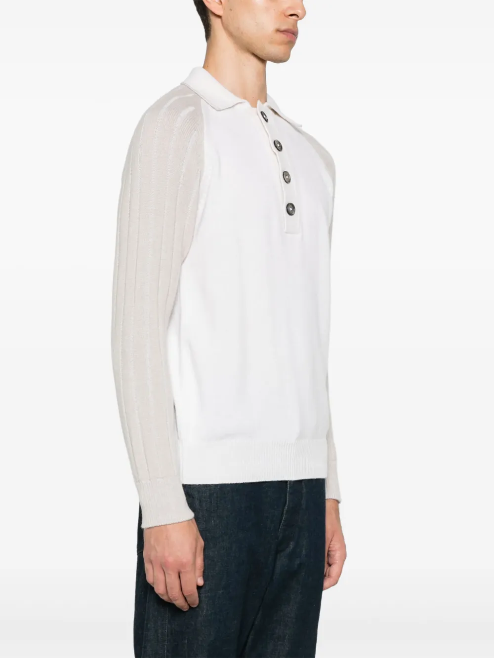 Shop Eleventy Polo-collar Sweater In White
