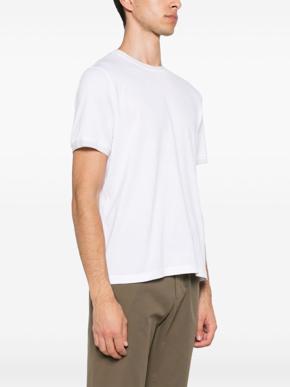 Shop Eleventy Striped-border T-shirt In White