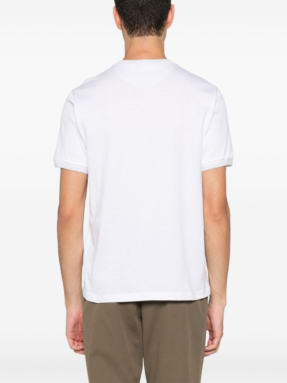 Shop Eleventy Striped-border T-shirt In White