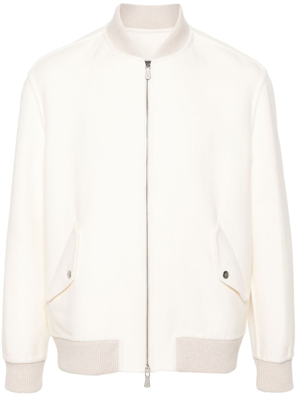 Shop Eleventy Felted Bomber Jacket In White