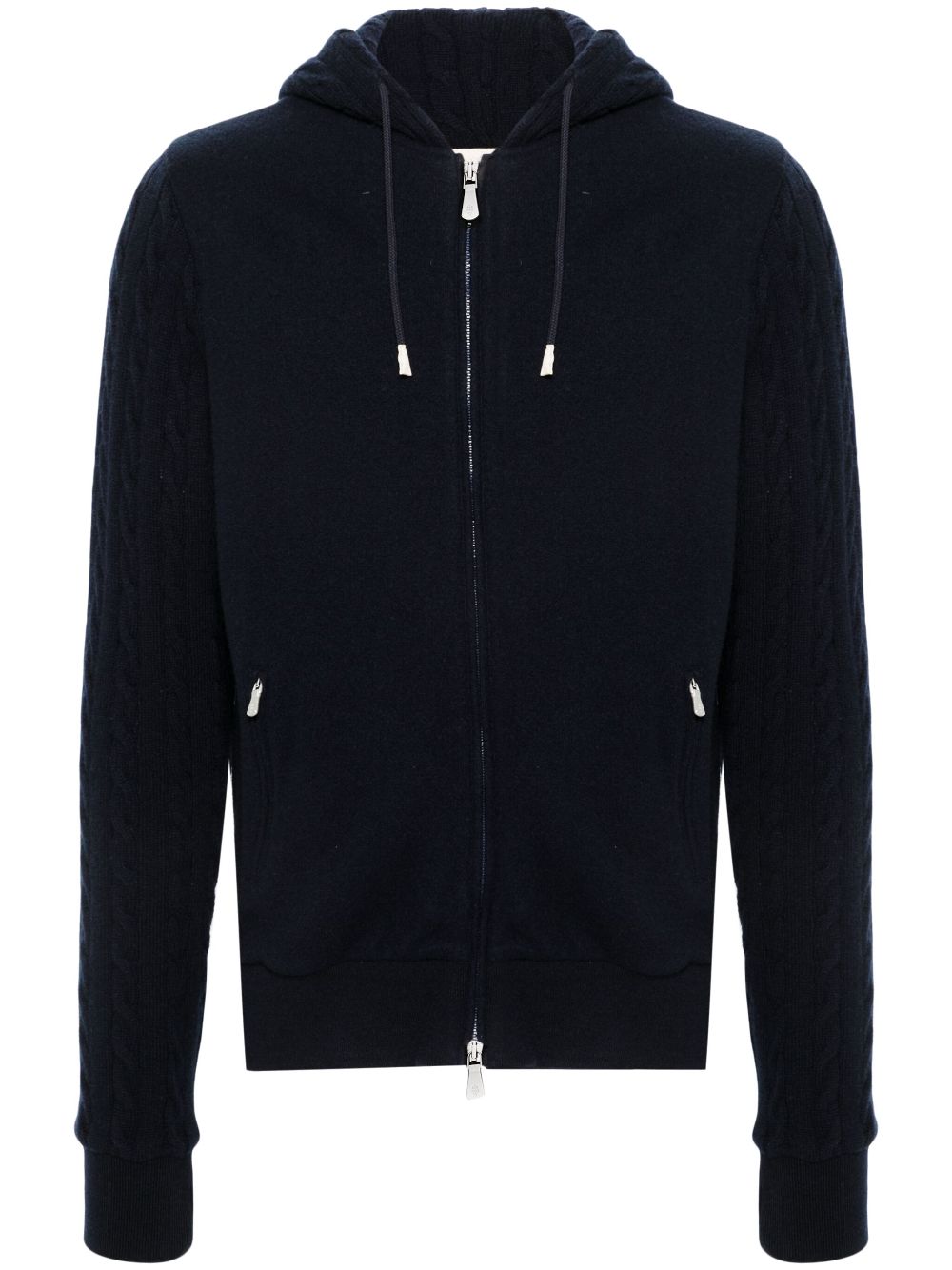 Eleventy cable-knit detail hoodie - Blue