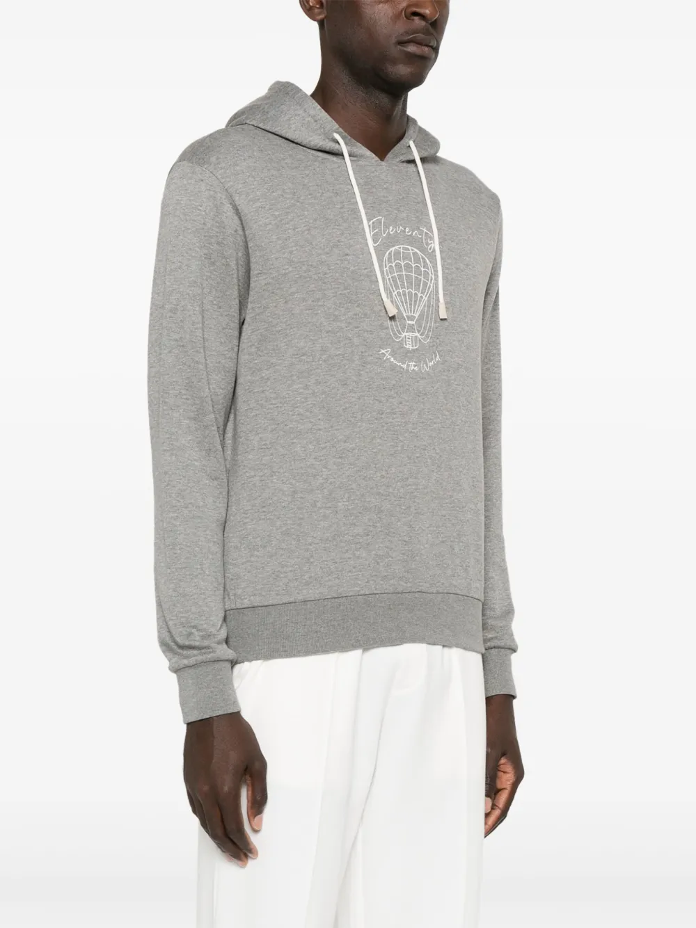 Eleventy Hoodie met logoprint Grijs