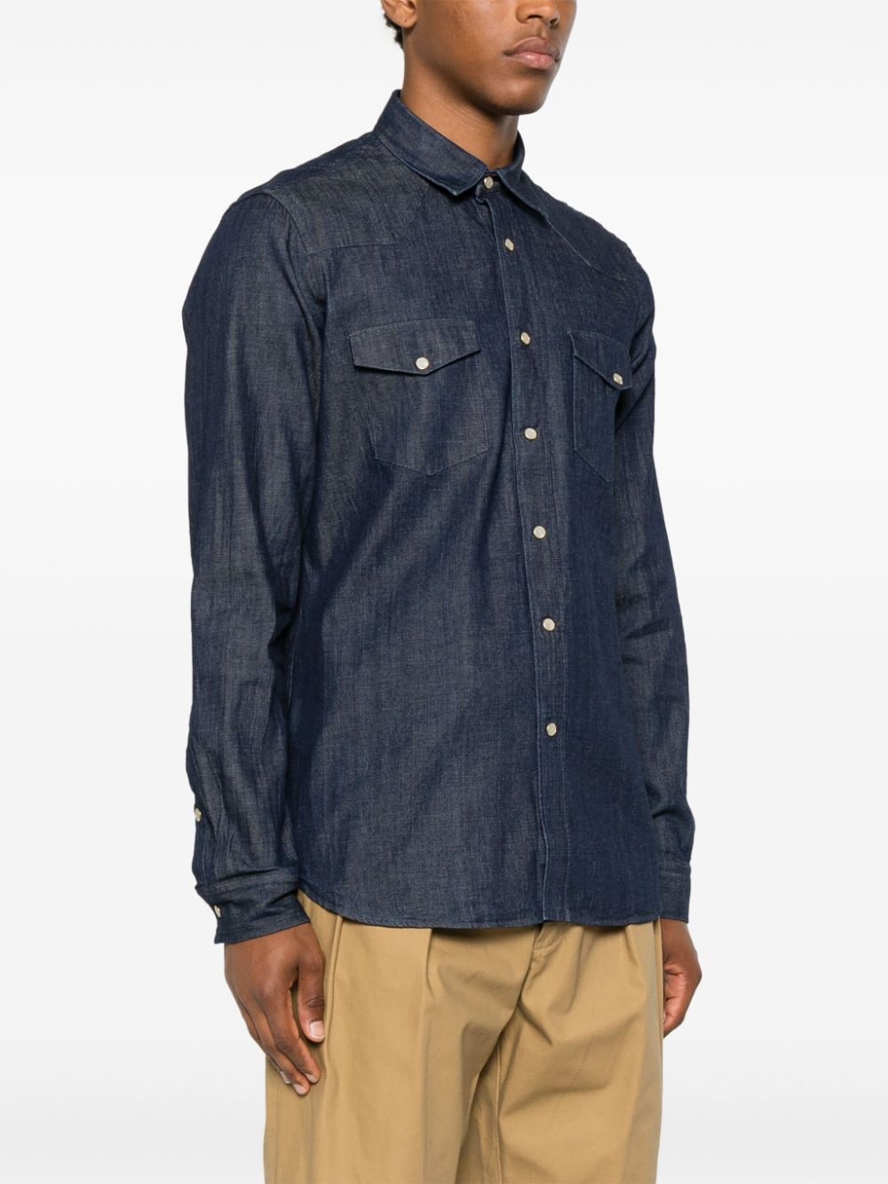 Shop Lardini Cotton Shirt In Blue