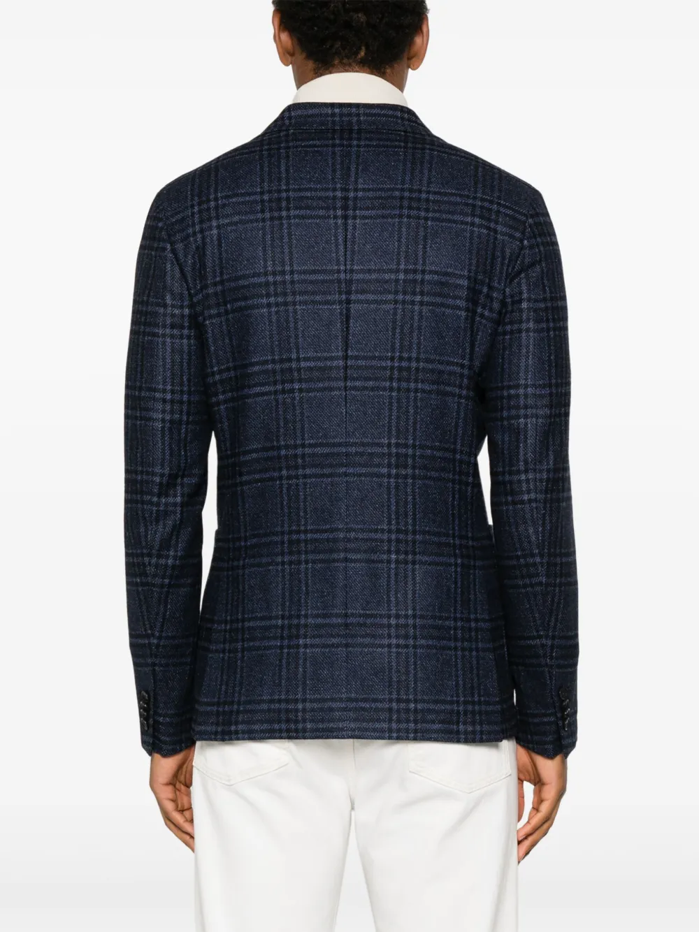 Zegna Blazer met tartan ruit Blauw