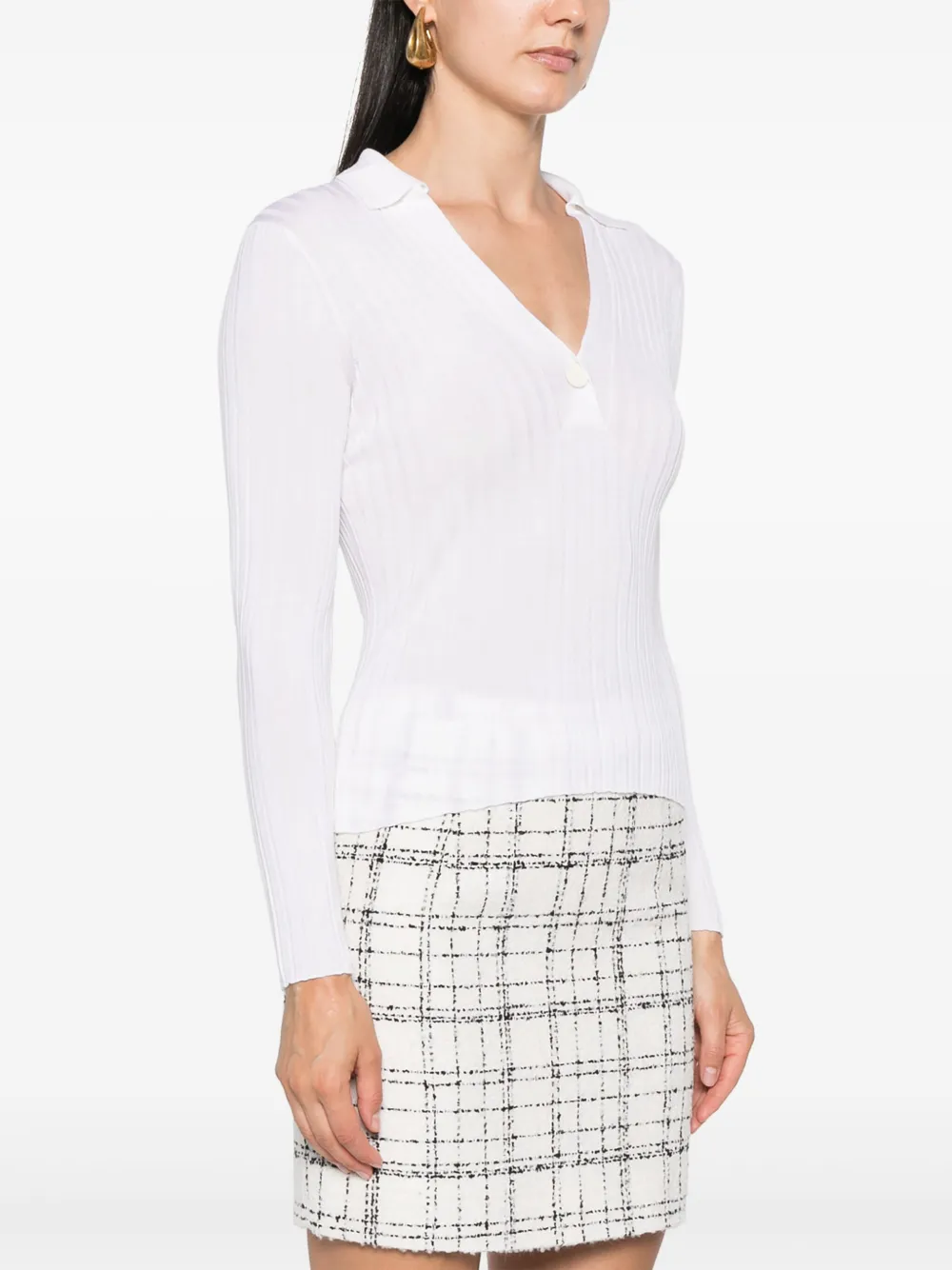 Vince Snap polo sweater Wit