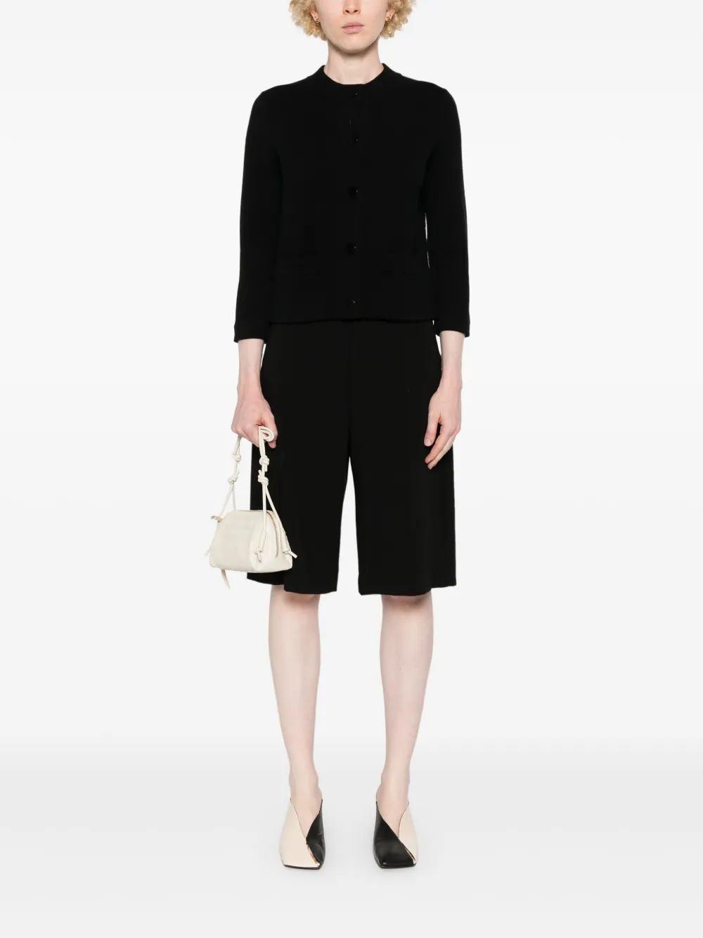 Vince shrunken snap cardigan - Zwart