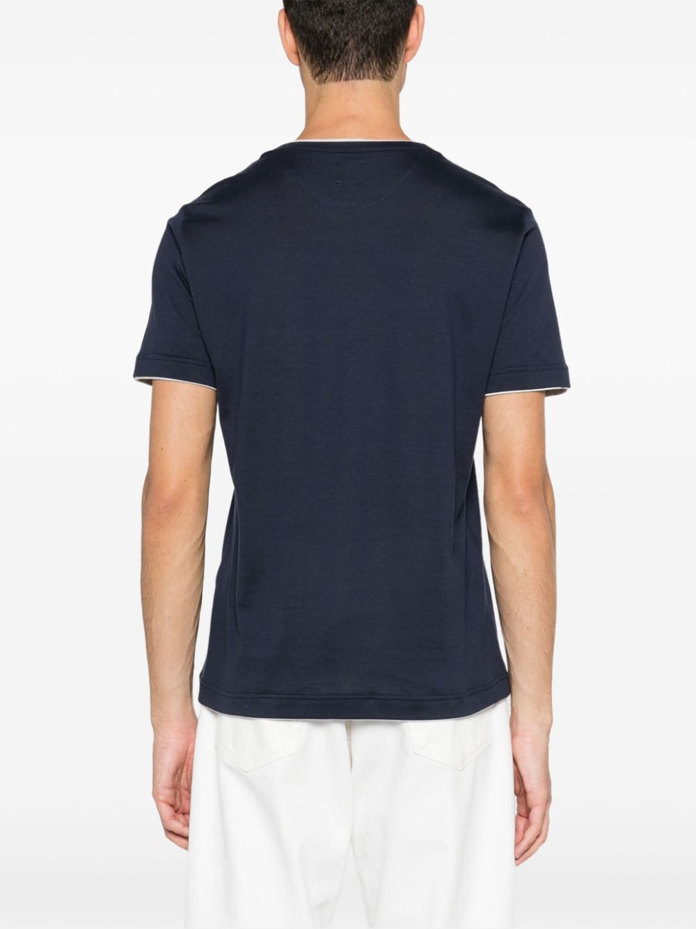 Shop Eleventy Logo-embroidered T-shirt In Blue