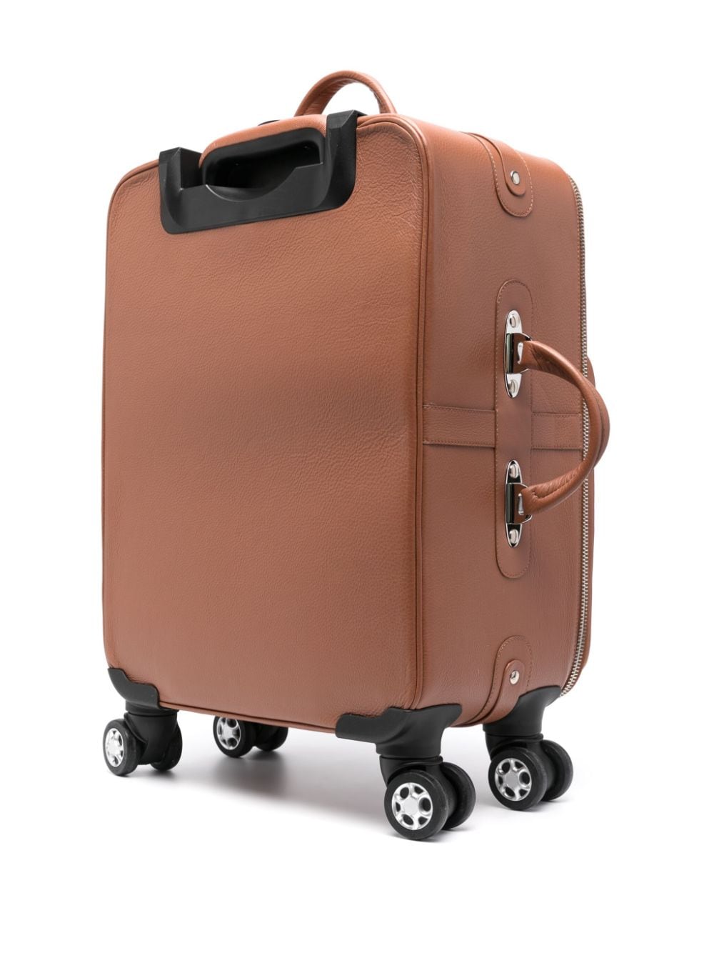 Shop Eleventy Leather Luggage Bag In Brown