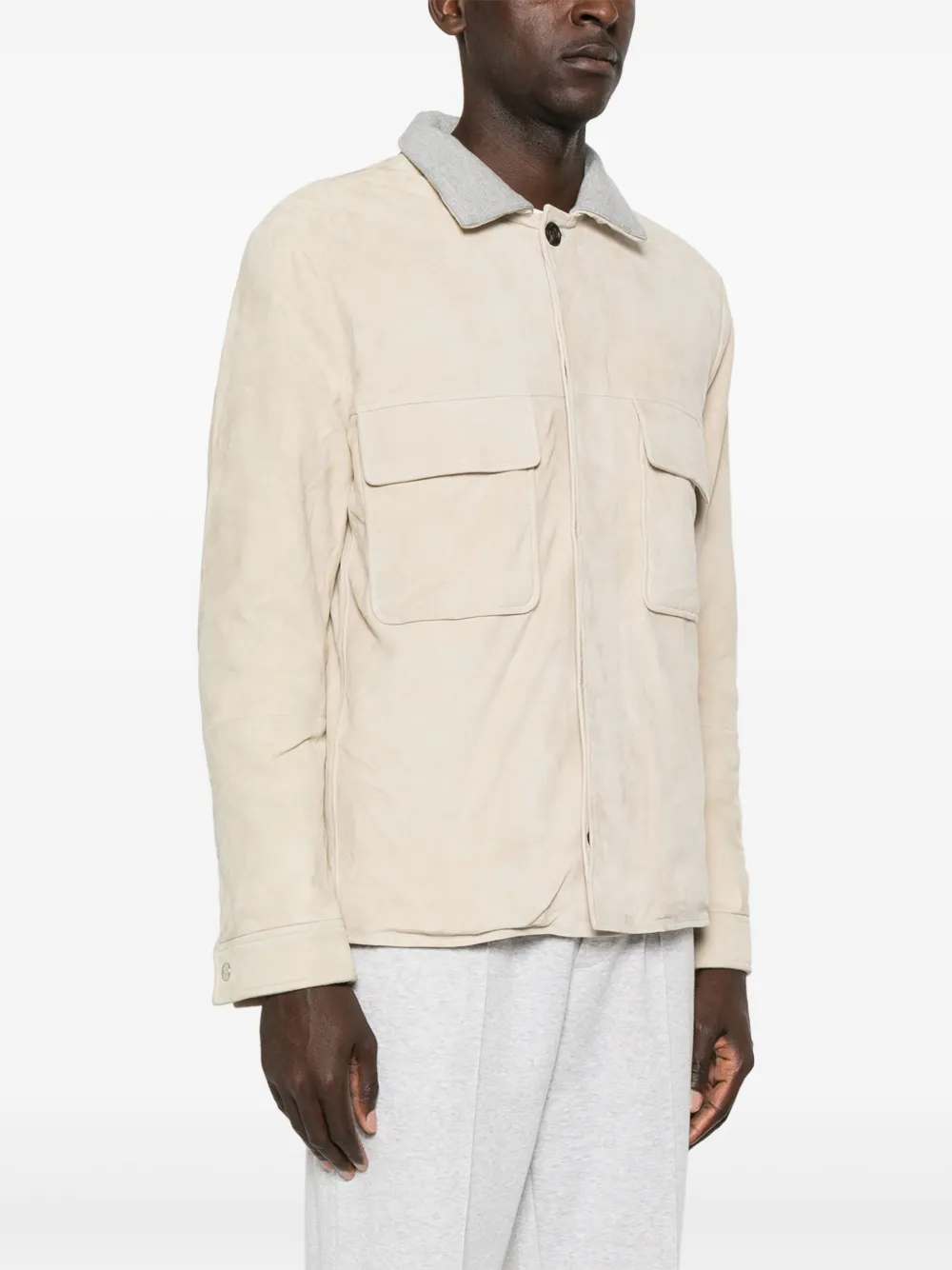 Eleventy Suede Jacket In Neutrals