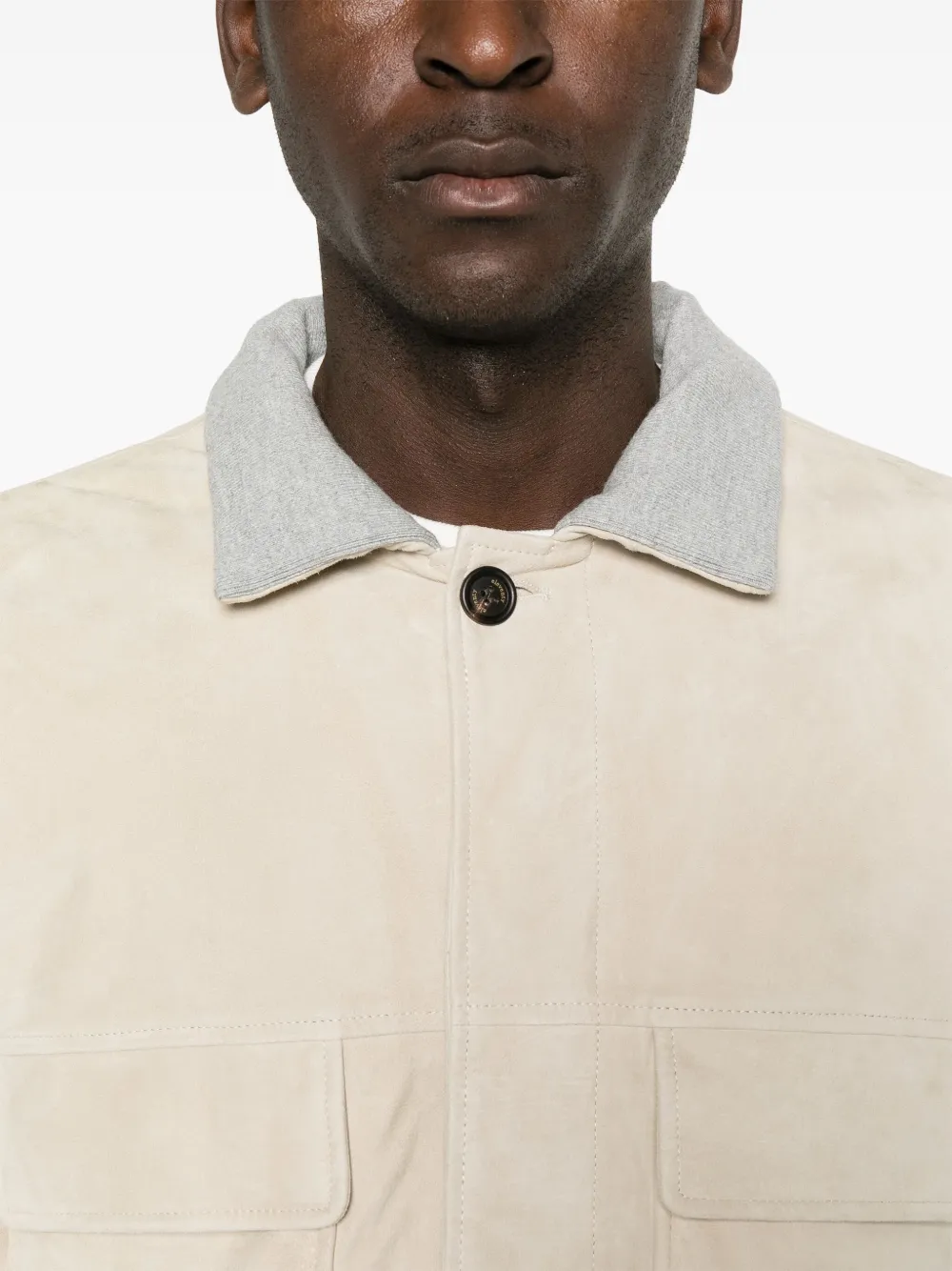 Eleventy Suede Jacket In Neutrals