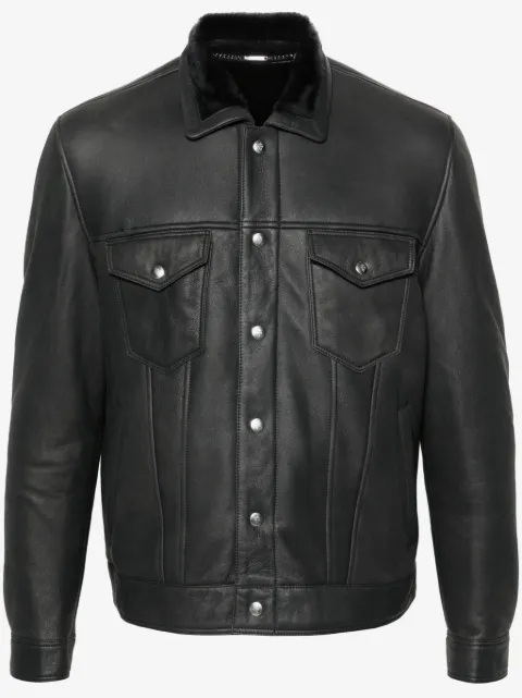 Eleventy seam-detail leather jacket