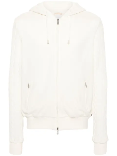 Eleventy cable-knit detail hoodie