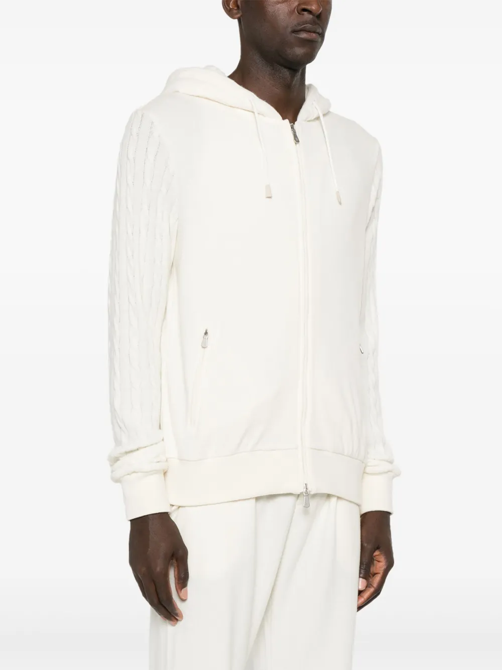 ELEVENTY CABLE-KNIT DETAIL HOODIE