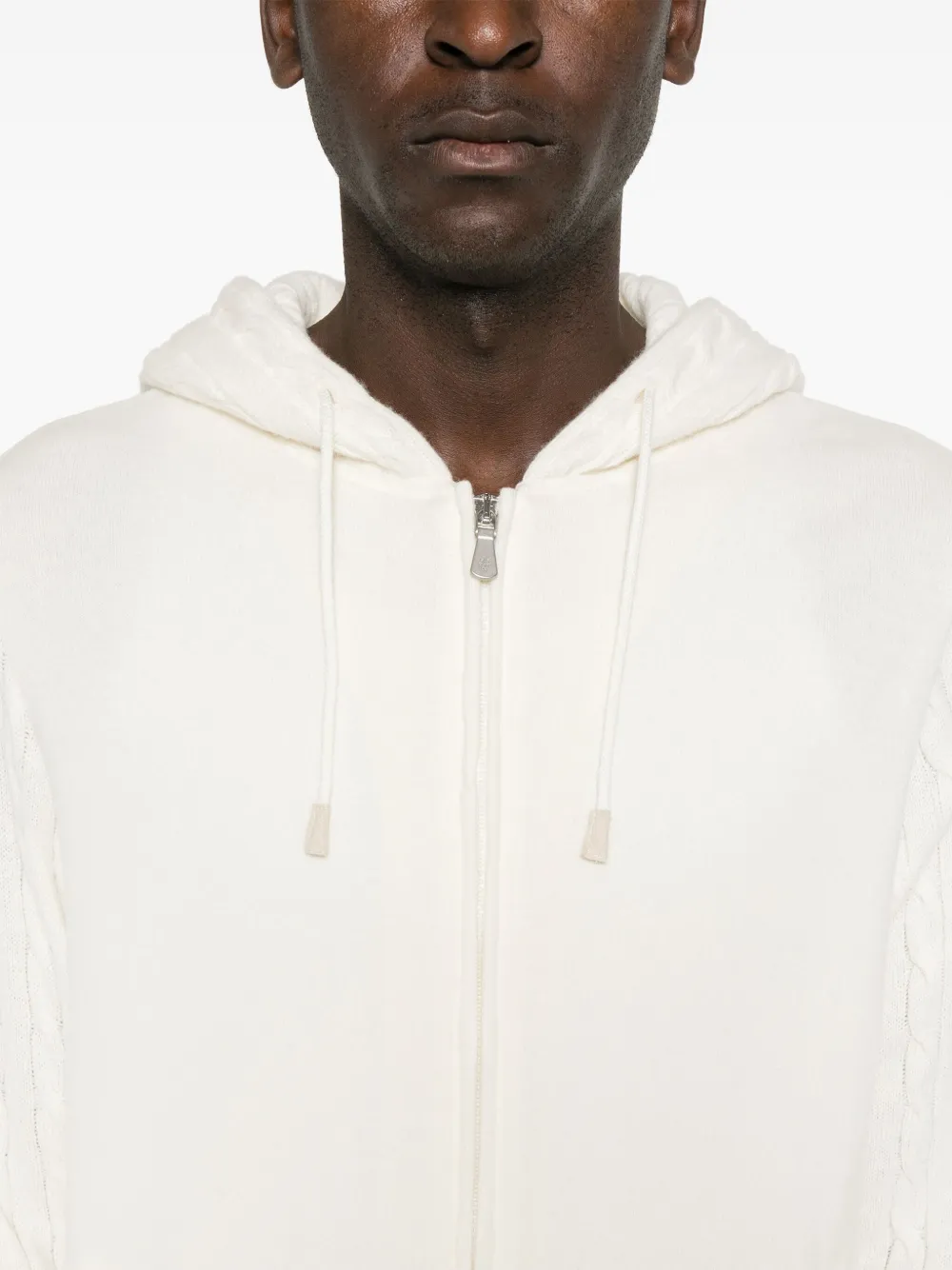 ELEVENTY CABLE-KNIT DETAIL HOODIE