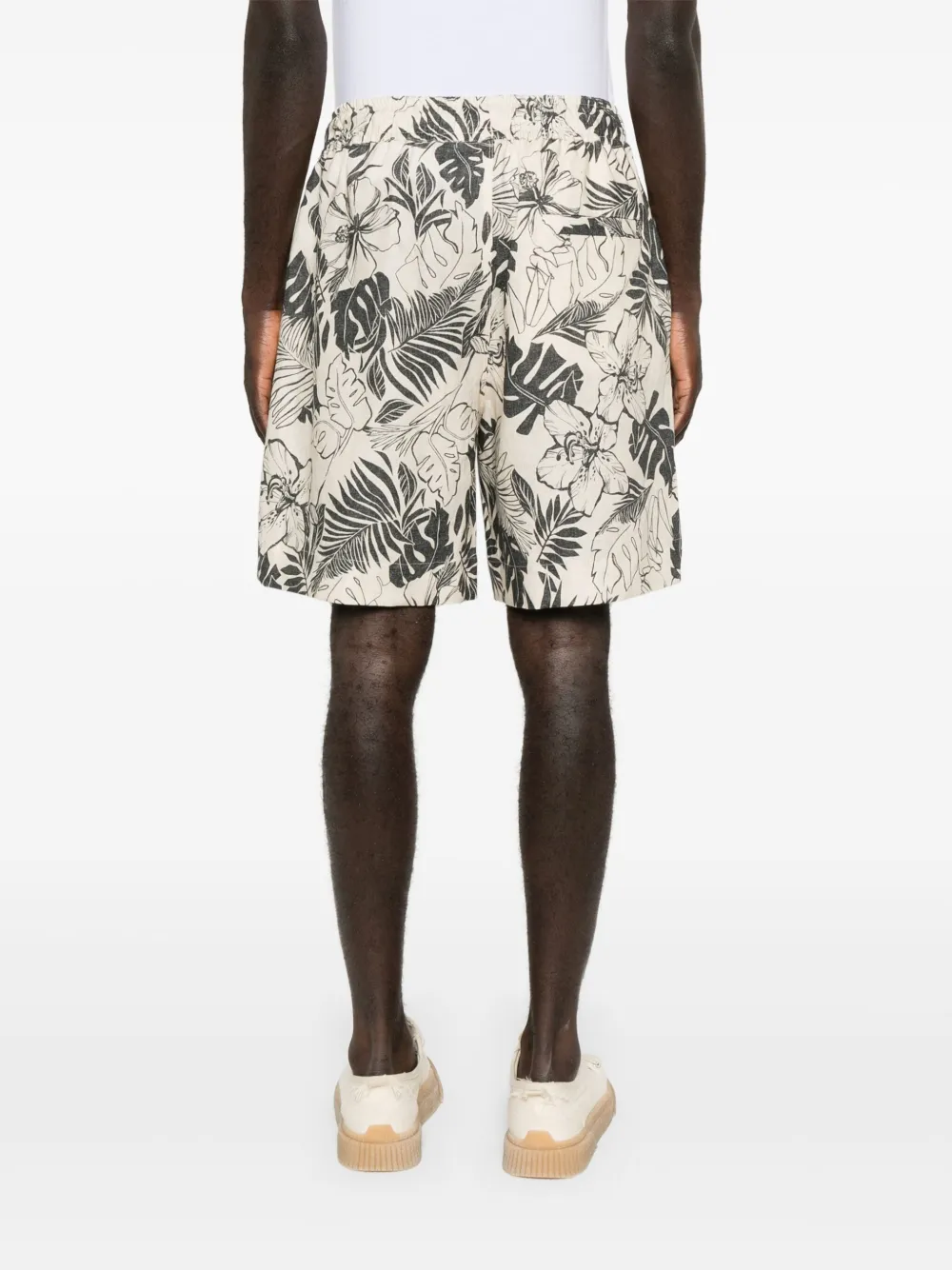 Shop Eleventy Linen Shorts In Neutrals
