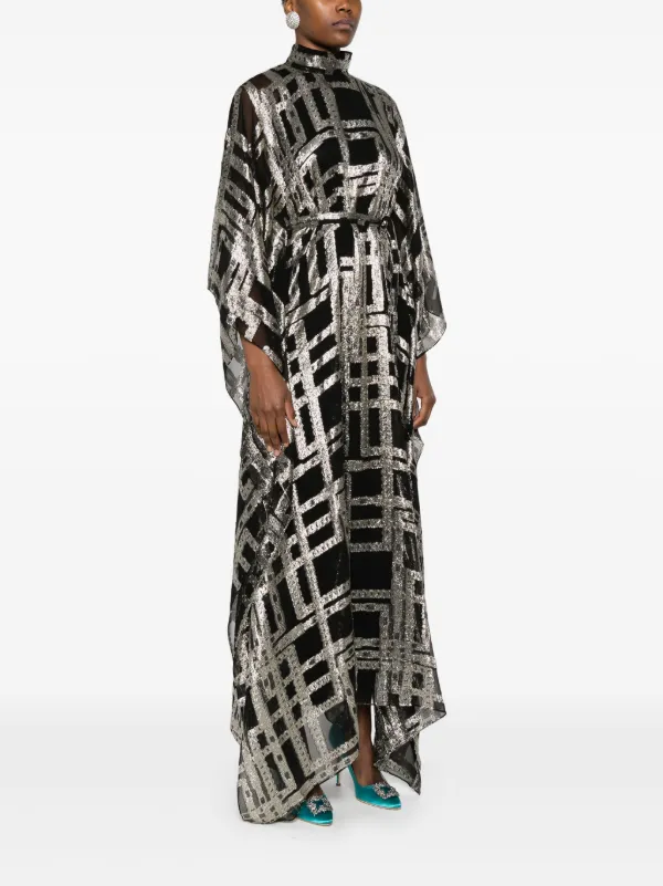 chinese dress ladies Check Smocked Maxi Dress