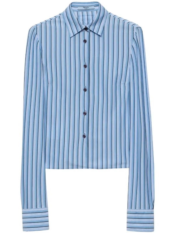 2016 PRADA ロング スリーブ コットン ストレッチ ブロード シャツ 2016 PRADA ロング スリーブ コットン ストレッチ ブロード