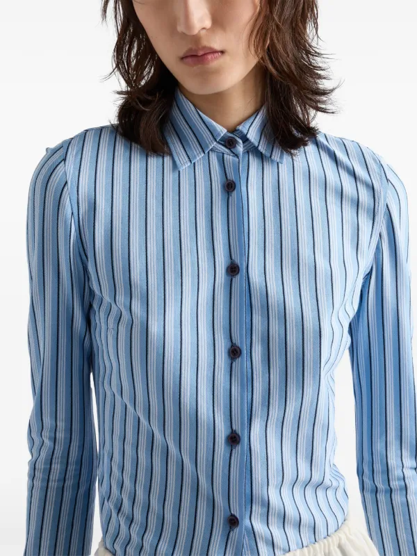 【関税込み】prada STRIPED SHIRT Prada Striped Shirt | Blue | FARFETCH