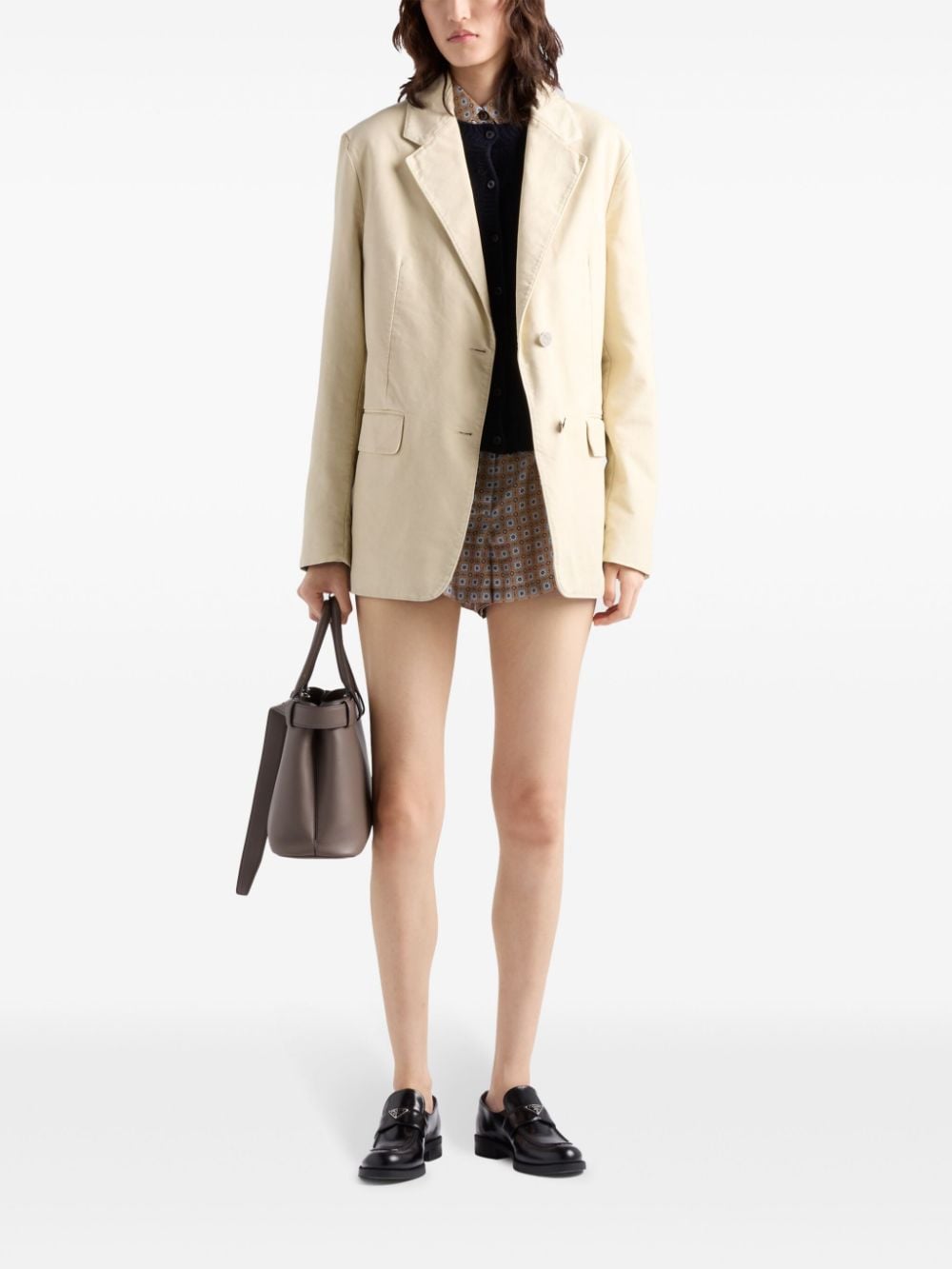 Prada single-breasted old canvas blazer - Beige