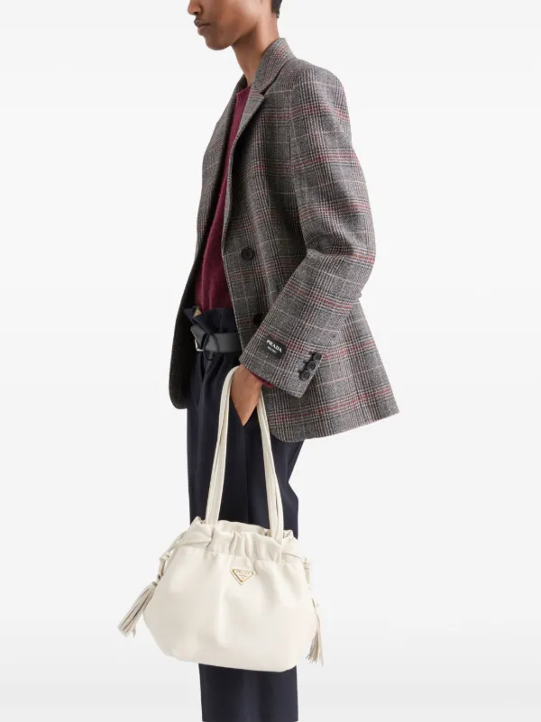 Prada Prince Of Wales Checked Wool Blazer | Brown | FARFETCH