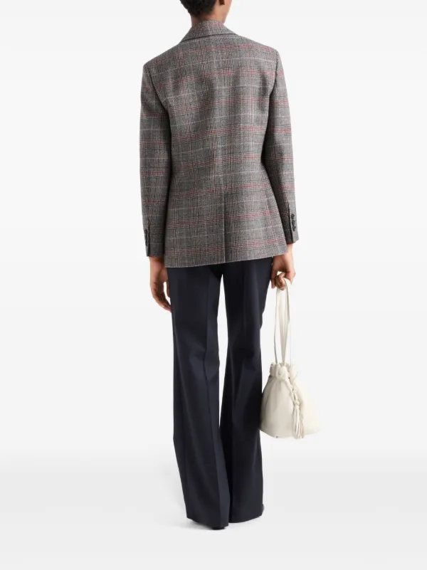 Prada Prince Of Wales Checked Wool Blazer | Brown | FARFETCH