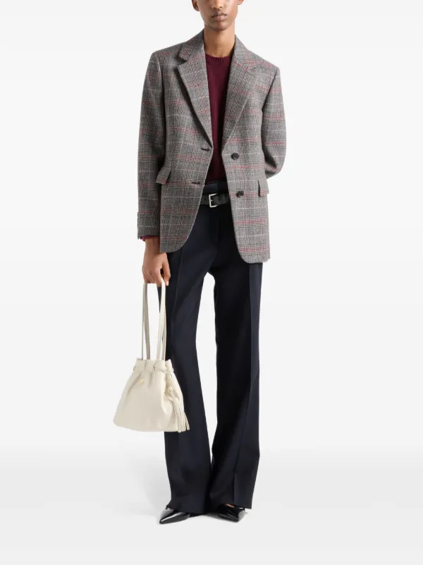 Prada Prince Of Wales Checked Wool Blazer | Brown | FARFETCH