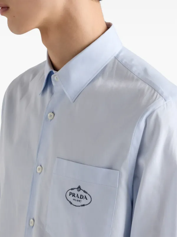 Prada Cotton Shirt Blue FARFETCH NO