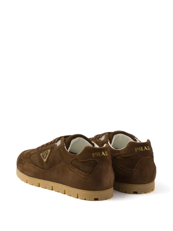 Prada Faded Suede Sneakers | Brown | FARFETCH GR