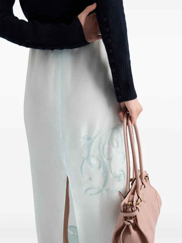 PRADA☆プラダ ポーチ付き シルクミディスカート Prada シルク スカート | グリーン | FARFETCH JP