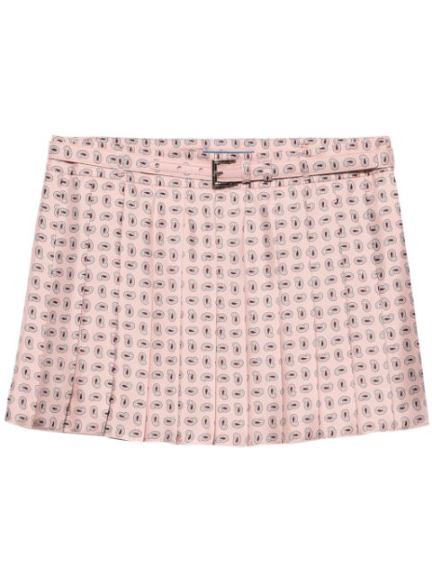 Prada printed silk twill mini skirt