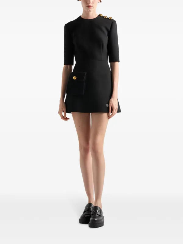 PRADAナテ ミニドレス Prada Natté Mini Dress | Black | FARFETCH