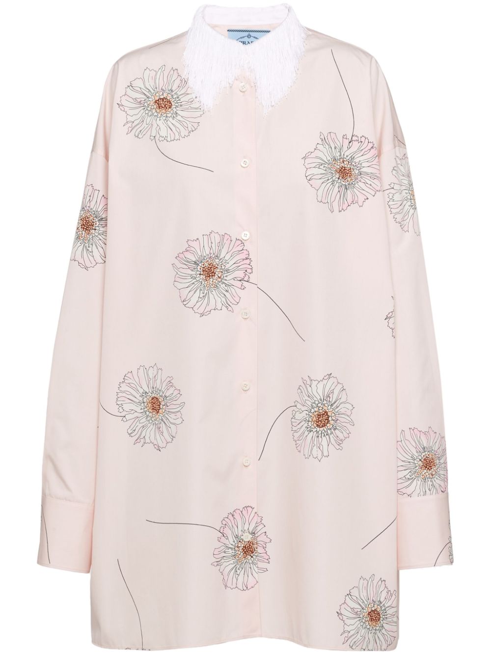 Prada printed poplin shirt dress - Pink