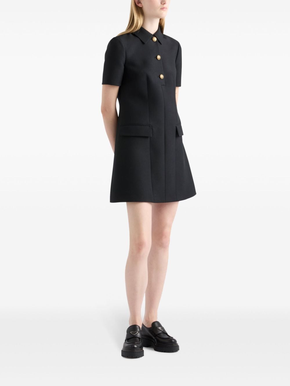 Shop Prada Tricotine Mini Dress In Black