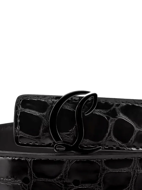Christian Louboutin Alligator Embossed Leather Belt | Black  display picture 2