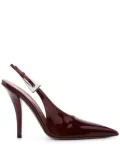 Paris Texas 100mm patent-leather sligback pumps - Red