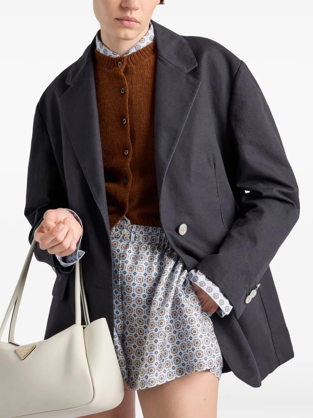 Prada Blazer met enkele rij knopen Blauw
