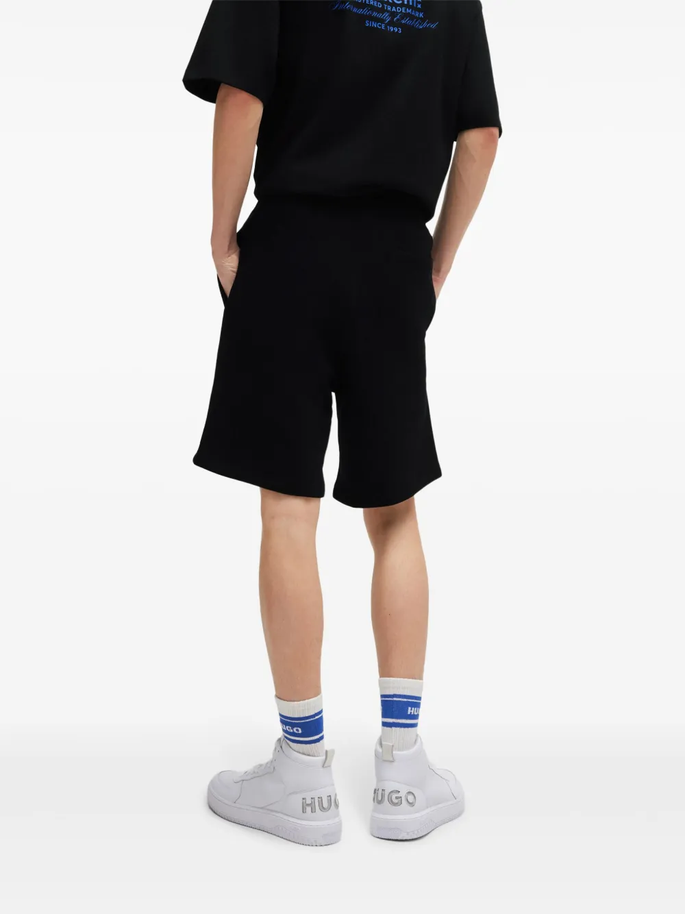 HUGO Trainingsshorts met logoprint Zwart