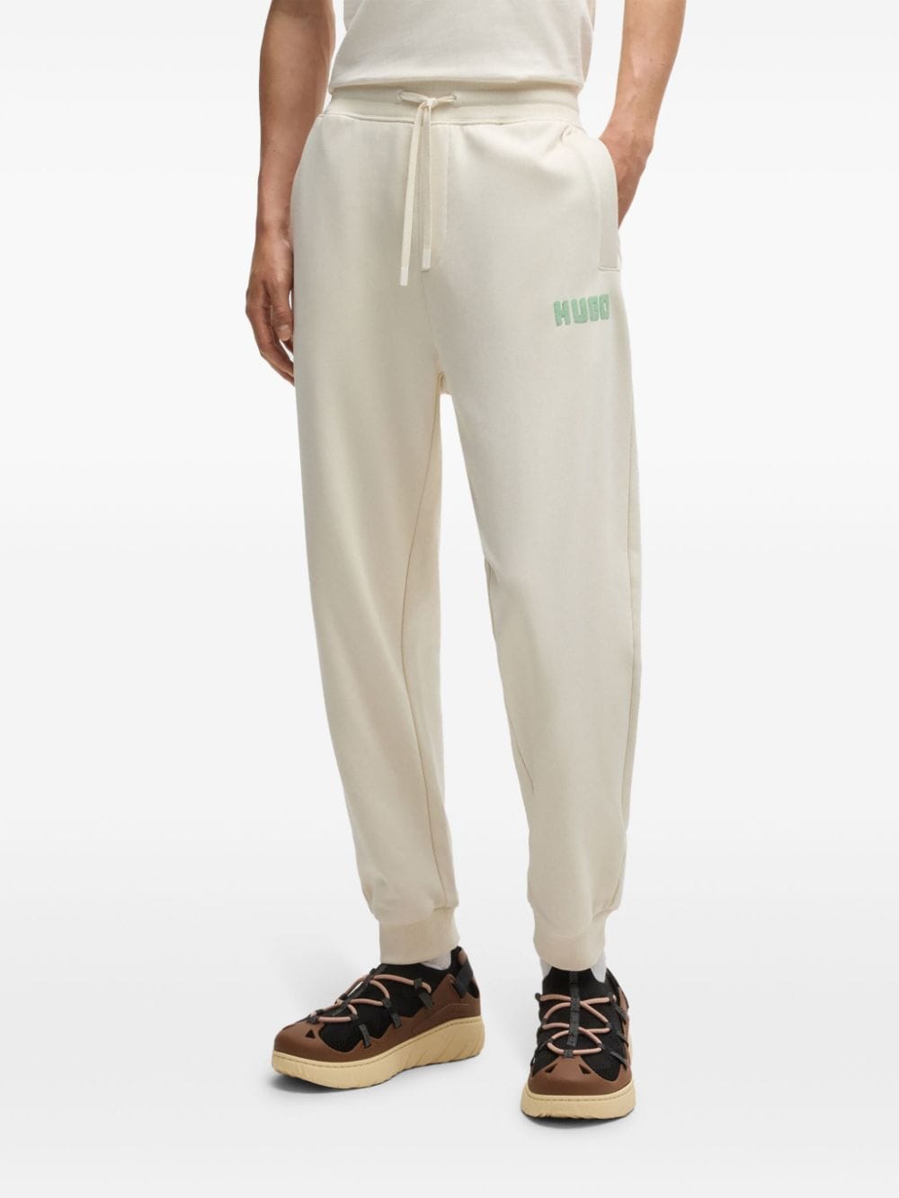 Shop Hugo Logo-print Cotton Track Pants In 中性色