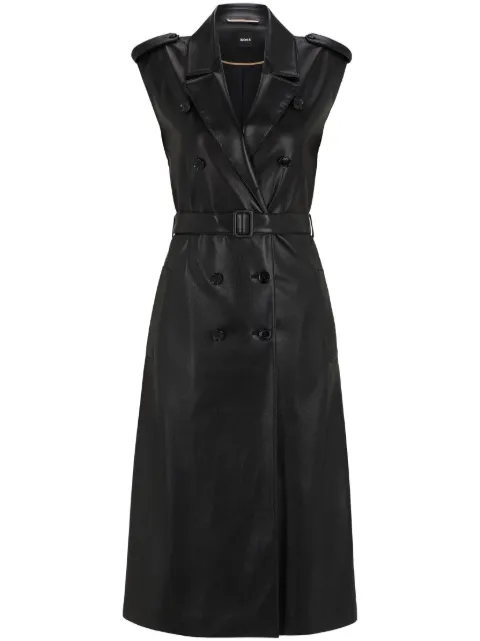 BOSS faux-leather double-breasted midi dress