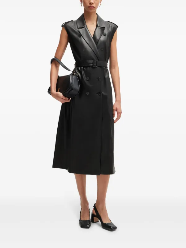 BOSS faux-leather double-breasted Midi Dress Black FARFETCH PH
