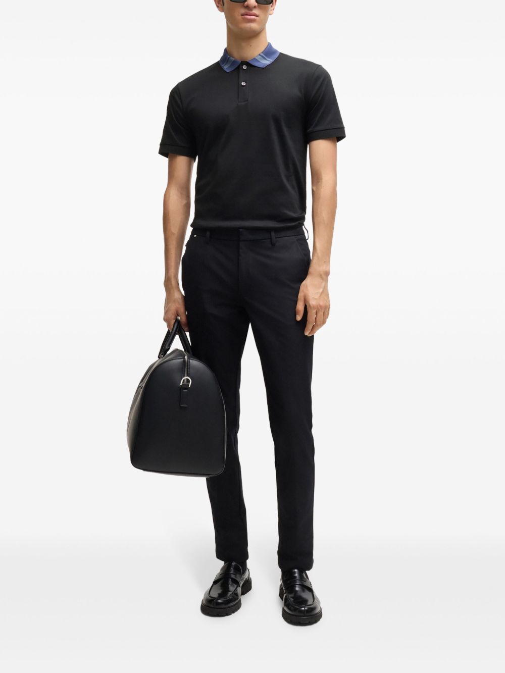 BOSS Poloshirt met contrasterende kraag - Zwart