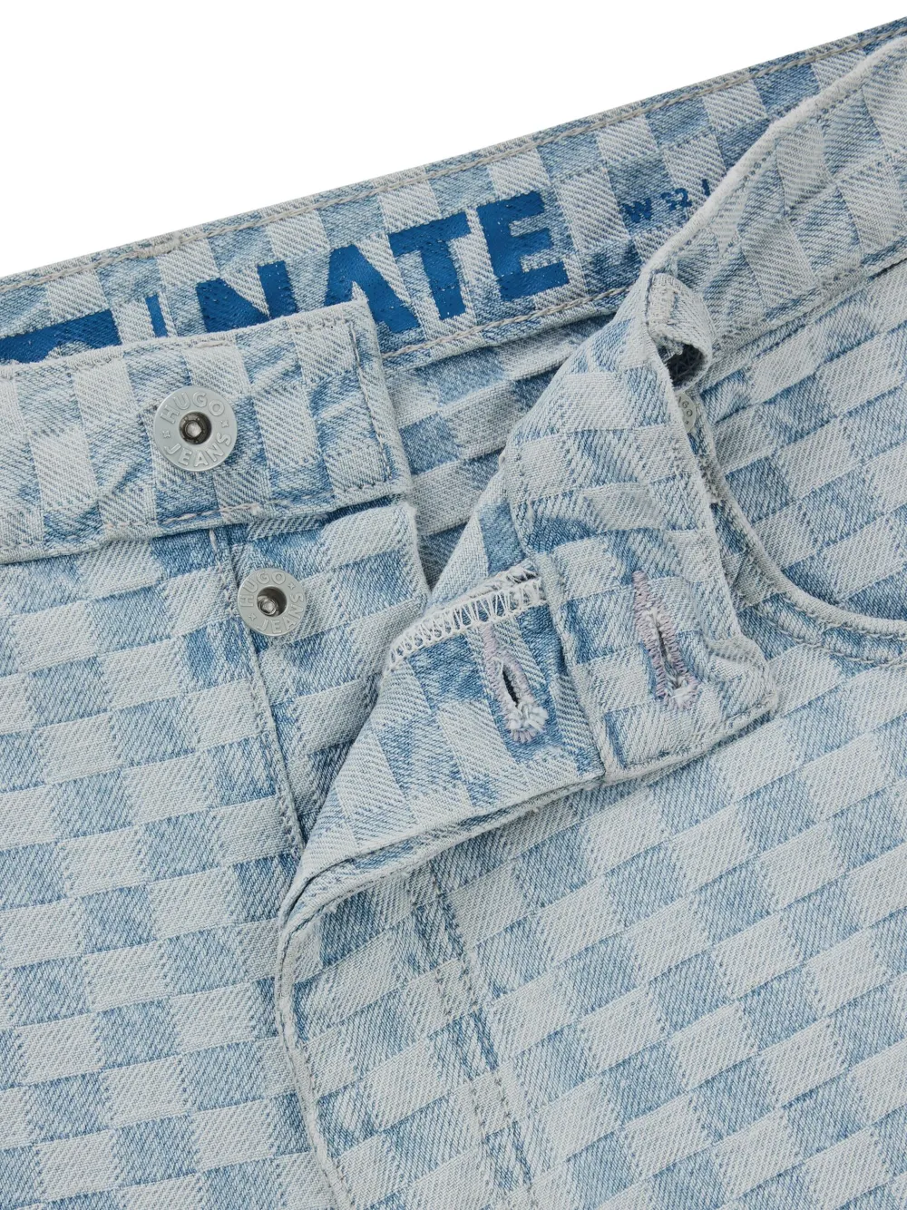 HUGO Geruite straight jeans Blauw