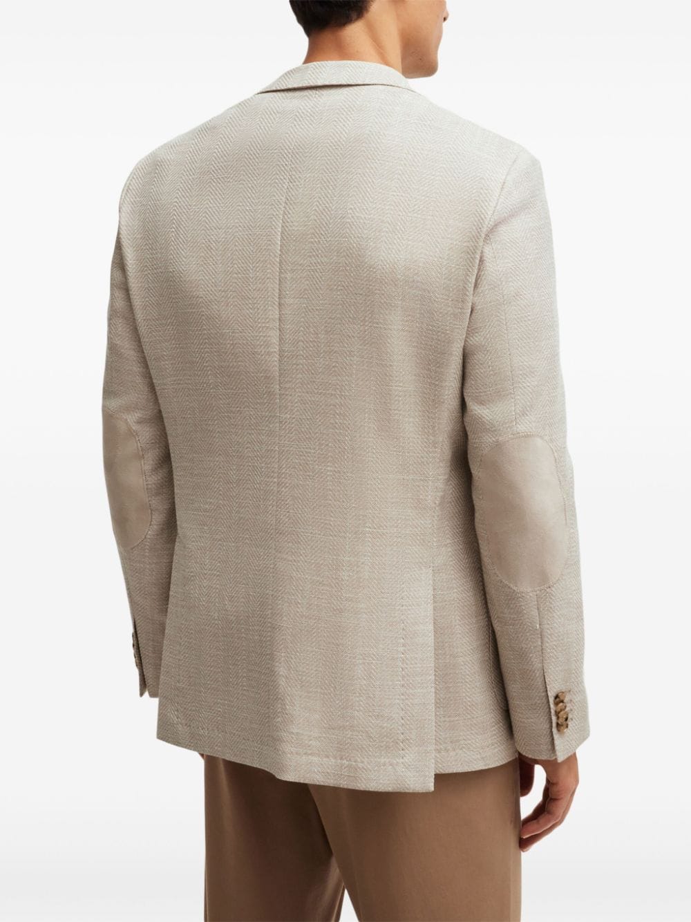 Shop Hugo Boss Single-breasted Blazer In Neutrals