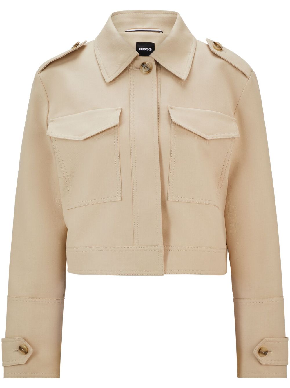 BOSS flap-pocket cropped jacket - Neutrals