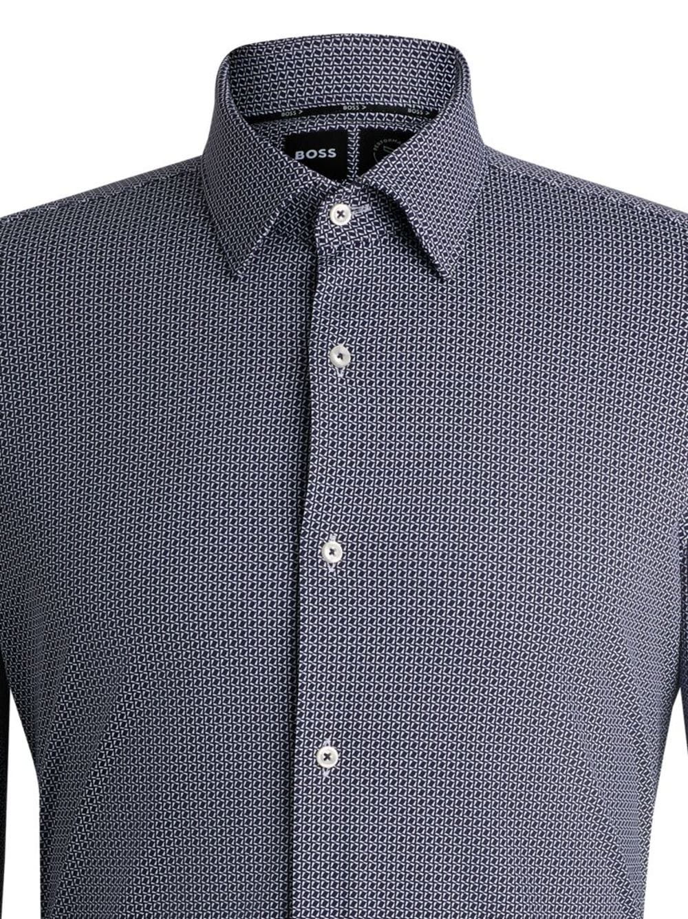 BOSS Overhemd met geometrische print - Blauw