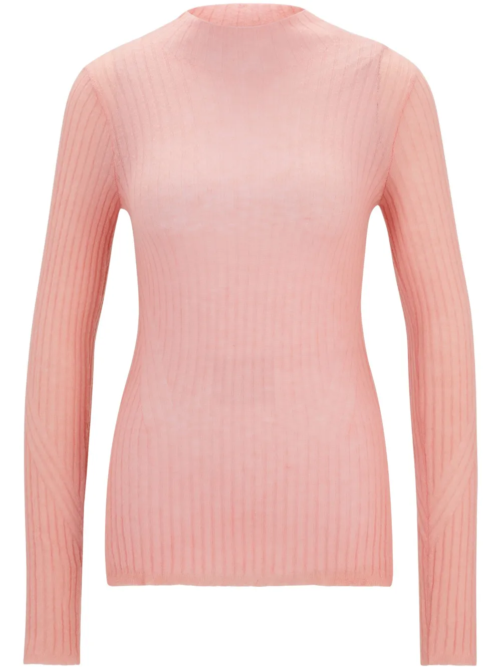 BOSS suéter tejido de canalé con cuello falso | rosado | Image 1